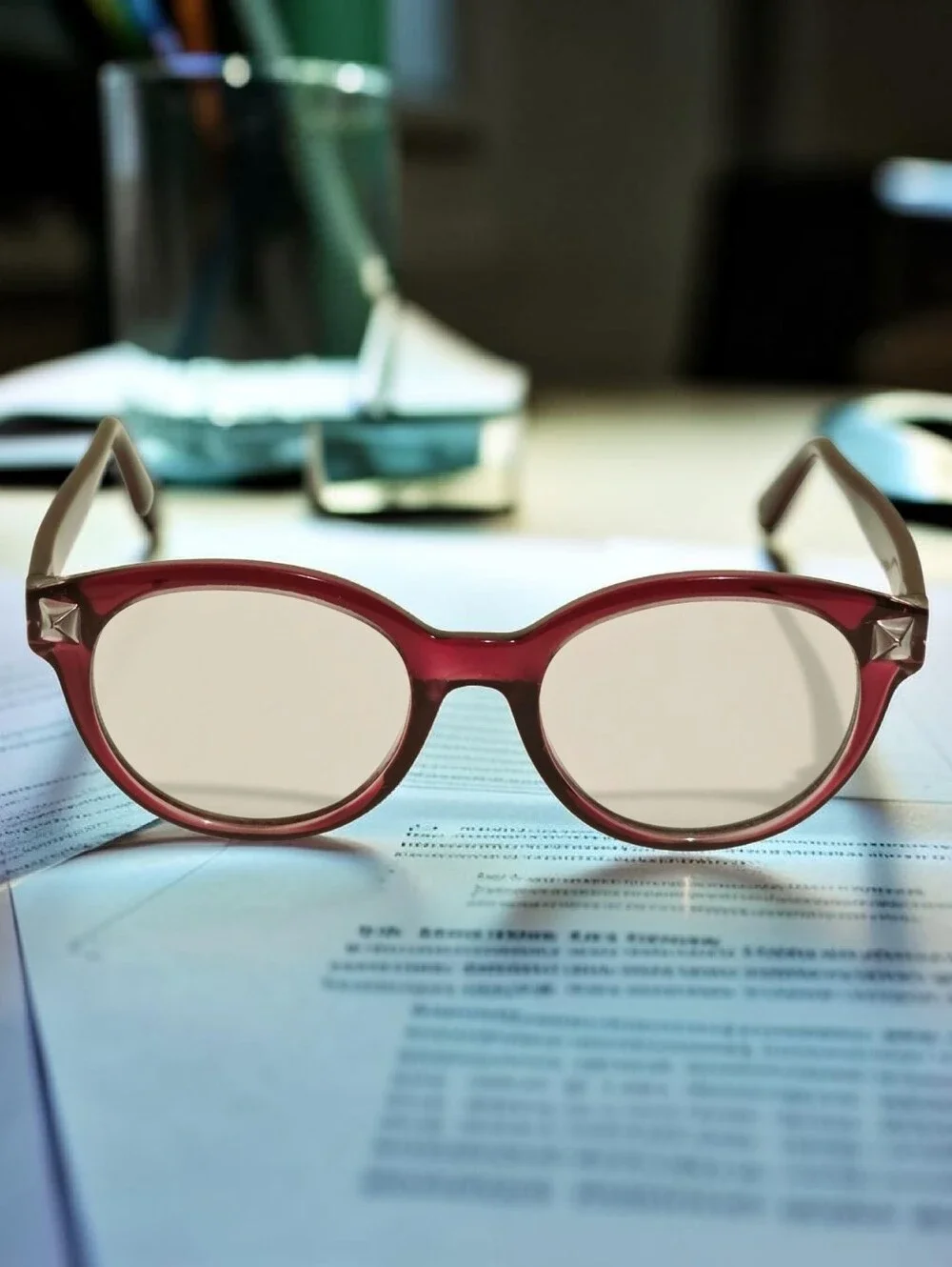 Valentino V2699 513 Burgundy Transparent Rockstud Cat-Eye EyeglassesFrames Only